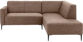 Goossens Key West bruin, micro leer, 2-zits, modern design met ligelement rechts