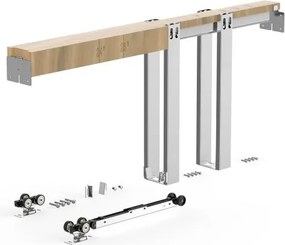 VEVOR Pocket Door Frame Set 762 mm Schuifdeurbeslag Schuifdeursysteem, voor voordeuren, tweeweg softclose mechanisme, soepel schuiven, ruimtebesparend, verborgen montage, verstelbare breedte