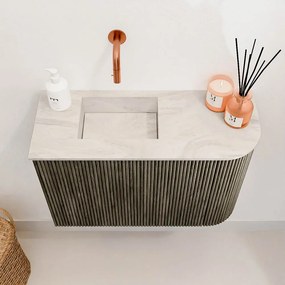 Mondiaz Joya DLux 60cm toiletmeubel ronding rechts shadow met wastafel faye links zonder kraangat ostra