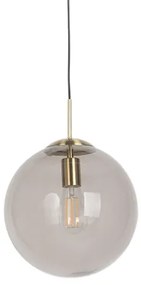 Moderne hanglamp messing met smoke glas 30 cm - Ball