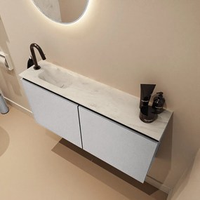 Mondiaz Ture DLux toiletmeubel 100cm plata met wastafel opalo links met kraangat