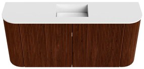 Mondiaz Joya 95cm toiletmeubel ronding links/rechts ruby met wastafel faye midden 1 kraangat talc