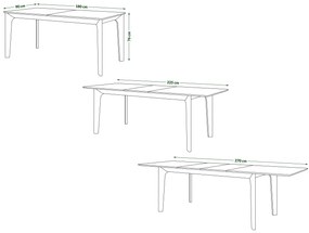 BARI Natuurlijk eiken 180x90 cm (+2 inzetstukken 45 cm) - HOUTEN TAFEL IN JAPANDI STIJL,  UITKLAPBARE TAFEL TOT 270 cm!