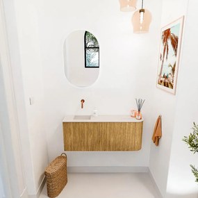 Mondiaz Joya DLux 100cm toiletmeubel ronding rechts oak met wastafel faye links zonder kraangat meli