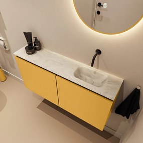 Mondiaz Ture DLux toiletmeubel 100cm ocher met wastafel ostra rechts zonder kraangat