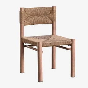 Set Van 2 Eetkamerstoelen In Synthetisch Riet En Aluminium Greitiel Natuurlijk - Sklum
