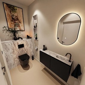 Mondiaz Ture DLux toiletmeubel 100cm urban met wastafel glace rechts met kraangat