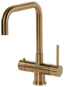 Selsiuz Inox kokend water kraan met titanium combi extra boiler en U-uitloopkraan gold