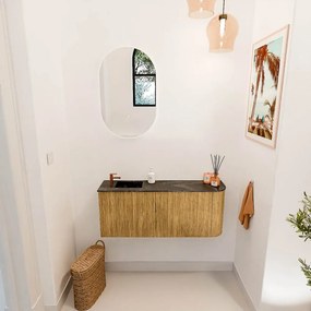 Mondiaz Joya DLux 100cm toiletmeubel ronding rechts oak met wastafel faye links 1 kraangat lava