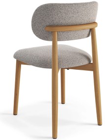 ALDO Beige Latte (stof Monza 60)/gelakt eiken frame – HOUTEN BOUCLÉSTOEL VOOR WOONKAMER, EETKAMER, KEUKEN RETRO