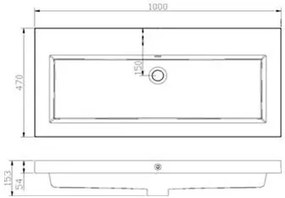 Lambini Designs Varese wastafel keramiek 100cm zonder kraangat wit glans