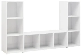 vidaXL Tv-meubelen 3 st 107x35x37 cm spaanplaat hoogglans wit