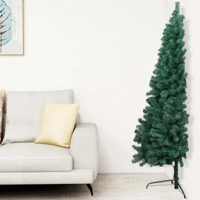 vidaXL Kunstkerstboom met LED's en standaard half 240 cm PVC groen