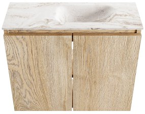 Mondiaz Ture DLux toiletmeubel 60cm washed oak met wastafel frappe rechts zonder kraangat