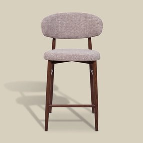 Barkruk Met Rugleuning Walnoot Beige