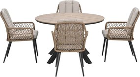Garden Impressions Kalibo tuinset 5-delig - Tulli tuintafel Ø122 cm