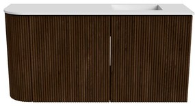 Mondiaz Joya 80cm toiletmeubel ronding links walnut met wastafel faye rechts zonder kraangat talc