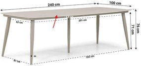 Tuinset 6 personen 240 cm Aluminium/rope Taupe Lifestyle Garden Furniture Granada/Vienna