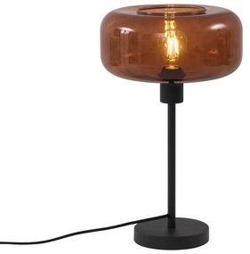 Retro tafellamp zwart met brons glas - Bizle Retro E27 rond Binnenverlichting Lamp