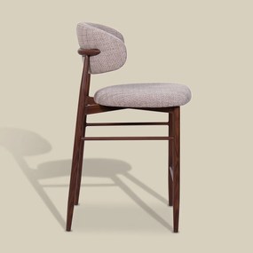 Barkruk Met Rugleuning Walnoot Beige