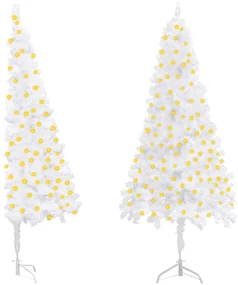 vidaXL Kunstkerstboom met LED's hoek 240 cm PVC wit