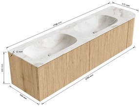 Mondiaz Kurve-dlux 175cm badmeubel ronding rechts walnut met 2 lades en 1 deur en wastafel stor small dubbel/links zonder kraangat lava