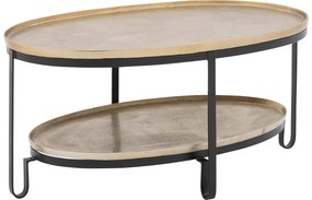 Goossens Salontafel Mauro ovaal, aluminium goud, elegant chic, 96 x 45 x 58 cm
