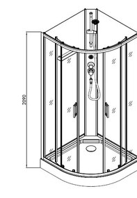 Badstuber Dallas complete douchecabine 90x90x210cm kwartrond zwart mat