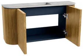Mondiaz Joya DLux 85cm toiletmeubel ronding links/rechts oak met wastafel faye midden zonder kraangat glace