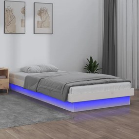 vidaXL Bedframe LED massief hout wit 100x200 cm