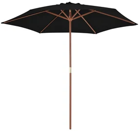 vidaXL Parasol met houten paal 270 cm zwart
