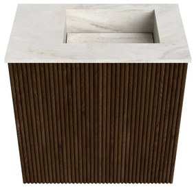 Mondiaz Joya DLux 40cm toiletmeubel walnut met wastafel faye rechts 1 kraangat ostra