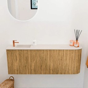 Mondiaz Joya DLux 110cm toiletmeubel ronding rechts oak met wastafel faye links 1 kraangat meli