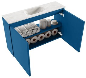 Mondiaz Ture DLux toiletmeubel 80cm jeans met wastafel ostra midden met kraangat