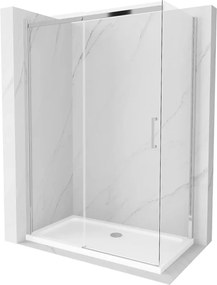Mexen Omega schuifdouchecabine 130 x 70 cm, transparant, chroom + Flat douchebak - 825-130-070-01-00-4010