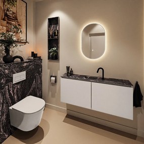 Mondiaz Ture DLux toiletmeubel 120cm linen met wastafel lava midden met kraangat