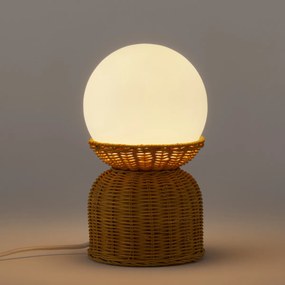 Lamp in rotan en opaline glas, Proviny