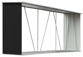 vidaXL Haardhoutschuur 330x84x152 cm gegalvaniseerd staal antraciet