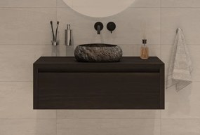 Gliss Design Ares badmeubel 90cm charcoal met rivierstenen waskom