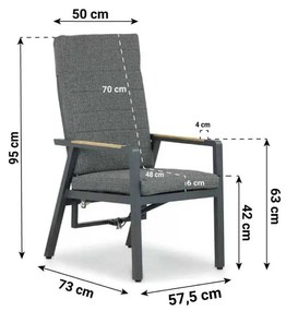 Tuinset 8 personen 280 cm Aluminium/teak Grijs Lifestyle Garden Furniture Marseille/Diogo