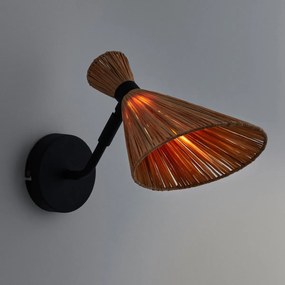Wandlamp in metaal en raffia, Rozza