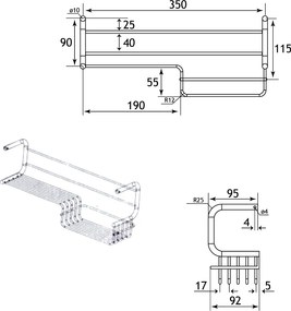 Eastbrook Solid messing doucherek rechthoekig chroom 40cm