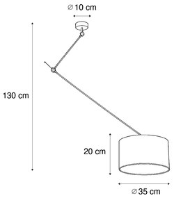 Hanglamp zwart met velours kap taupe 35cm - Blitz Klassiek / Antiek, Modern E27 rond Binnenverlichting Lamp