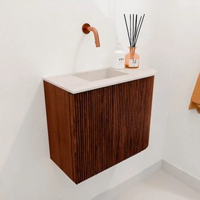 Mondiaz Joya DLux 50cm toiletmeubel ronding rechts ruby met wastafel faye links zonder kraangat meli