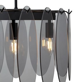 Eettafel / Eetkamer Design hanglamp zwart met smoke glas ovaal 5-lichts - Mochan Design E14 Binnenverlichting Lamp