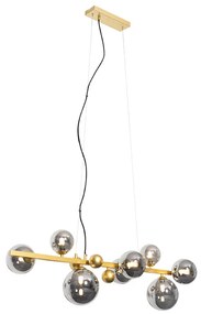 Art deco hanglamp goud met smoke glas 8-lichts - David
