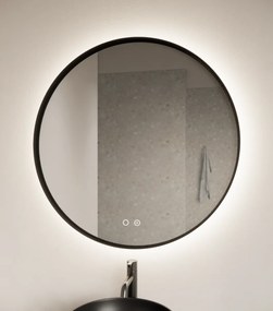 Gliss Design Athena ronde spiegel mat zwart 120cm met verlichting en verwarming
