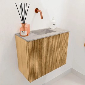 Mondiaz Joya DLux 50cm toiletmeubel oak met wastafel faye midden zonder kraangat glace