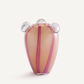 Vaas in handgeblazen glas met 3 bellen, H30 cm, Celis