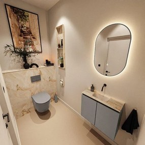 MONDIAZ TURE-DLUX 60cm toiletmeubel Smoke. EDEN wastafel Frappe positie midden. Zonder kraangat. TUREDX60SMOM0FRA